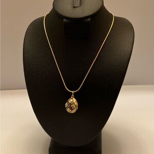 Gold Toned Swarovski Crystal Egg Pendant Necklace